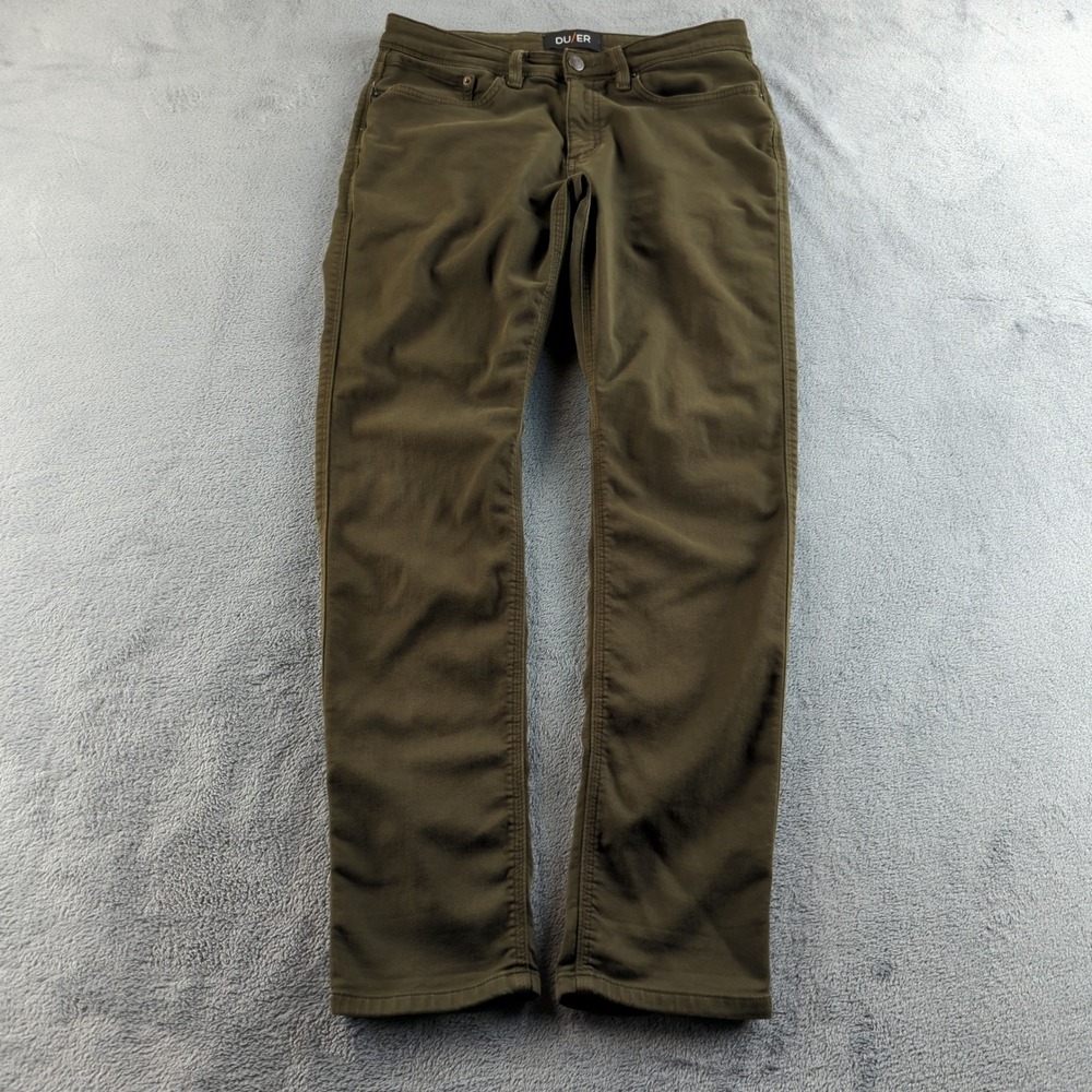 DUER No Sweat N2X Pants Mens 32x32 Green Slim Fit Casual Chino Stretch DU/ER